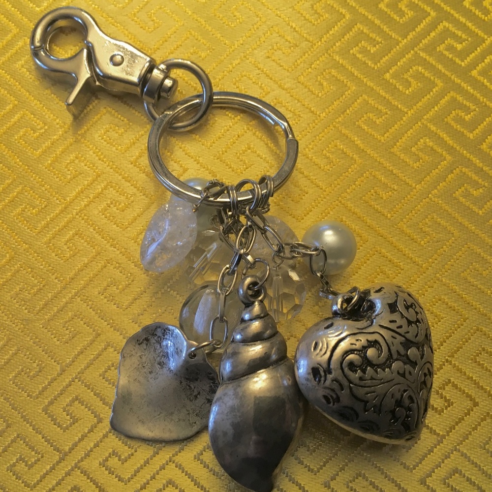Key ring with hearts and coastal fobs